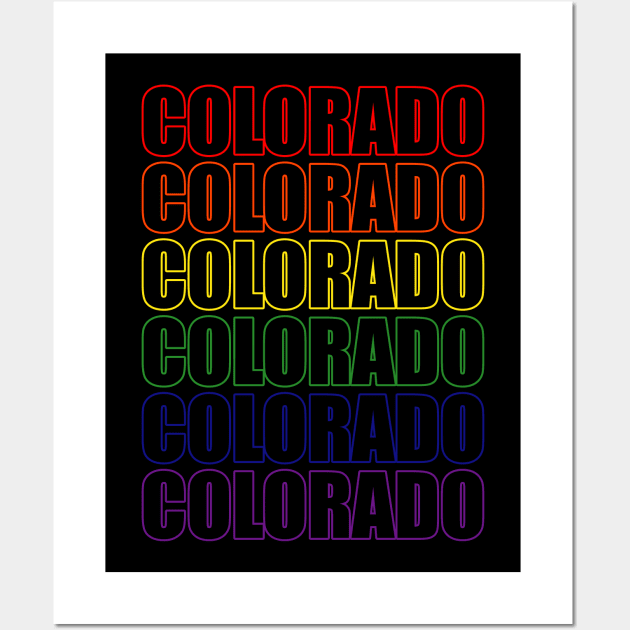 Simple Colorado Rainbow Typography Lettering Text Wall Art by That5280Lady